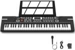 61 keys keyboard piano, Electronic Digital Piano with Built-In Speaker Microphone, Sheet Stand and Power Supply, Portable piano Keyboard Gift Teaching for Beginners