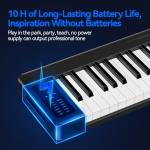 Rhymo Folding Piano Keyboard, 61 Keys Sensitive Electric Piano, Weighted Portable Electric Keyboards with Bluetooth MIDI, Digital Foldable Keyboard for Beginner (Black)