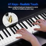 Rhymo Folding Piano Keyboard, 61 Keys Sensitive Electric Piano, Weighted Portable Electric Keyboards with Bluetooth MIDI, Digital Foldable Keyboard for Beginner (Black)