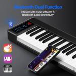 Rhymo Folding Piano Keyboard, 61 Keys Sensitive Electric Piano, Weighted Portable Electric Keyboards with Bluetooth MIDI, Digital Foldable Keyboard for Beginner (Black)