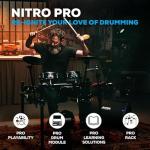 Alesis Nitro Pro Electric Drum Set with Dual-Zone Quiet Mesh Pads, 500+ Authentic BFD Sounds, Bluetooth, Drumeo, USB MIDI, Double Kick Compatible