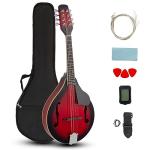 Ktaxon A-Style Mandolin Instrument Kit, 8 Strings Acoustic Mahogany Wood Mandolins Musical, Thickened Gig Bag, Shoulder Strap, Picks for Beginners (Red Sunburst)