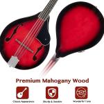 Ktaxon A-Style Mandolin Instrument Kit, 8 Strings Acoustic Mahogany Wood Mandolins Musical, Thickened Gig Bag, Shoulder Strap, Picks for Beginners (Red Sunburst)