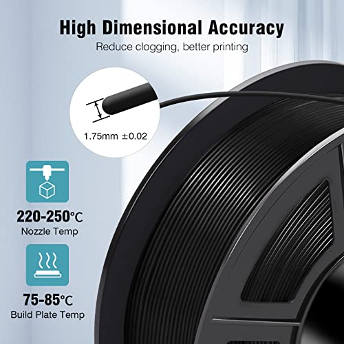 SUNLU 1.75mm PETG Filament - Black, 1kg Spool