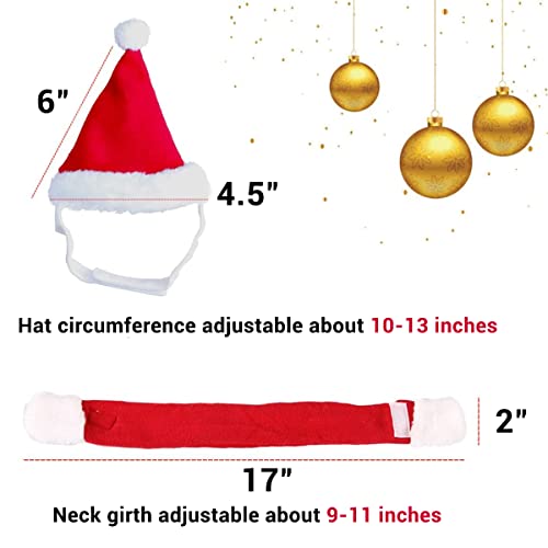 Cat Christmas Santa Hat with Muffler for Pets
