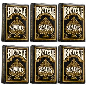 Bicycle 6 Deck Black and Gold Spades Set