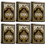 Bicycle 6 Deck Black and Gold Spades Set