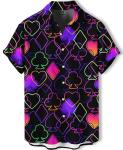 Neon Playing Card Pattern Short Sleeve Shirt