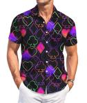 Neon Playing Card Pattern Short Sleeve Shirt