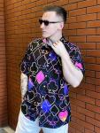 Neon Playing Card Pattern Short Sleeve Shirt