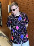 Neon Playing Card Pattern Short Sleeve Shirt