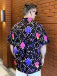 Neon Playing Card Pattern Short Sleeve Shirt