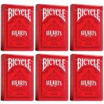 Bicycle 6 Deck Rider Back Red Hearts Bundle