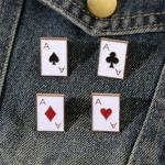 8-Piece Poker Card Enamel Brooch Pin Set