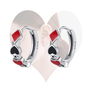 Poker Card Hearts and Spades Hoop Earrings