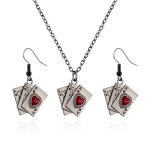 Poker Card Earrings and Necklace Set for Women