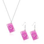 Colorful Playing Card Earrings and Necklace Set