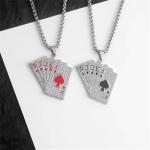 Hip Hop Playing Card Necklace and Earrings Set
