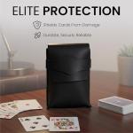 Black Leather Playing Card Case for Poker & Bridge