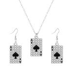 Poker Heart Earrings and Necklace Set for Women