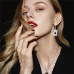 Poker Heart Earrings and Necklace Set for Women