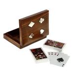 Handmade Wooden Playing Card Box with 2 Decks