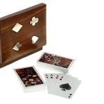 Handmade Wooden Playing Card Box with 2 Decks