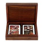 Handmade Wooden Playing Card Box with 2 Decks