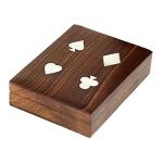 Handmade Wooden Playing Card Box with 2 Decks