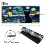 Starry Night Black Cat MTG Playmat 24x14 Inches