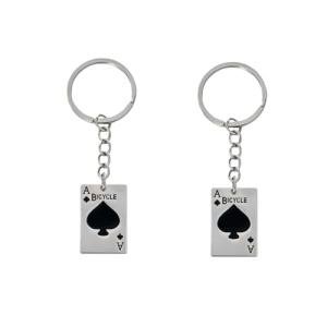 Stainless Steel Ace of Spades Poker Keychain Set