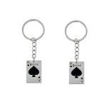 Stainless Steel Ace of Spades Poker Keychain Set