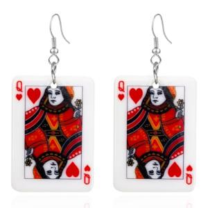 Funny Acrylic Poker Card Earrings for Women