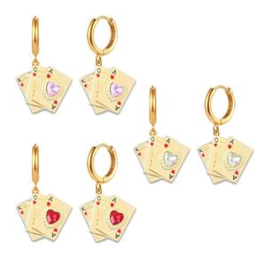WCRAZYE Poker Card Drop Earrings with Crystals