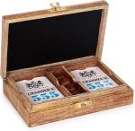 Wooden Playing Card Holder Box with 2 Card Sets