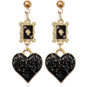 Funny Gold Plated Ace Playing Cards Earrings