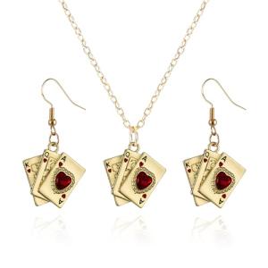 Poker-Themed Jewelry Set: Earrings & Necklace Combo