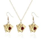 Poker-Themed Jewelry Set: Earrings & Necklace Combo