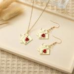 Poker-Themed Jewelry Set: Earrings & Necklace Combo