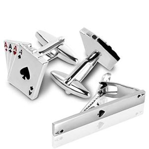 Men's Jack Playing Cards Cufflinks and Tie Clip Set
