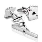 Men's Jack Playing Cards Cufflinks and Tie Clip Set