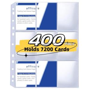 400 Pack Trading Card Binder Pages, Holds 7200 Cards