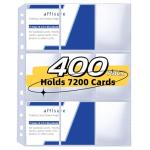 400 Pack Trading Card Binder Pages, Holds 7200 Cards