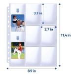 Trading Card Sleeve Pages, PANDRI 100 Pack 9 Pocket Trading Card Storage Album Pages 11 Holes Fit 3 Ring Binder