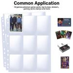 Trading Card Sleeve Pages, PANDRI 100 Pack 9 Pocket Trading Card Storage Album Pages 11 Holes Fit 3 Ring Binder