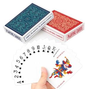 Timenued Plastic Playing Cards Waterproof Playing Cards 2 Pack,Decks of Poker Cards Set for Adults,Poker Size Regular Index,Suitable for Various Cards Games,Bridge,Pinochle,Cartas