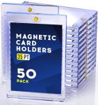 Basthalan 50ct Magnetic Card Holder, 35pt Single Touch, U-V Protectors Hard Plastic for Trading Cards, Magnet Case, Sports, Game, Football, Baseball