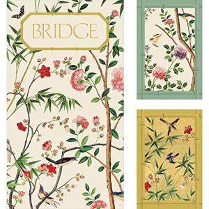 Caspari Chinese Wallpaper Bridge Gift Set in Blue, 2 Playing Card Decks & 2 Score Pads