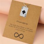 QLUYCKW Playing Card Necklace Earring Set for Women Gold Silver Punk Steel Good Luck Rock Ace Hip Hop Unisex Jewelry Gift (Silver)