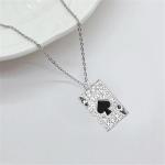 QLUYCKW Playing Card Necklace Earring Set for Women Gold Silver Punk Steel Good Luck Rock Ace Hip Hop Unisex Jewelry Gift (Silver)